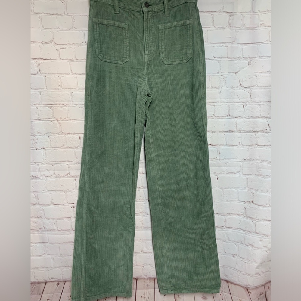 Reformation Jeans Alyssa Green Corduroy High Waisted Wide Leg Jeans Size 25 - Picture 5 of 9